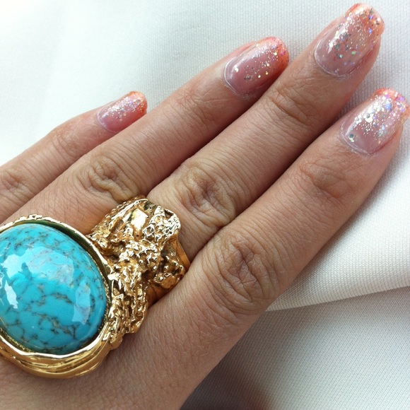 YSL Yves Saint Laurent turquoise Arty Ring - Picture 2 of 5